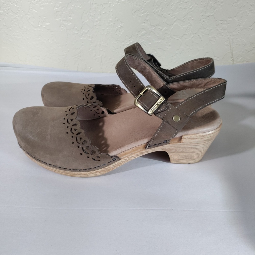 Dansko Brown Leather Mules with Strap